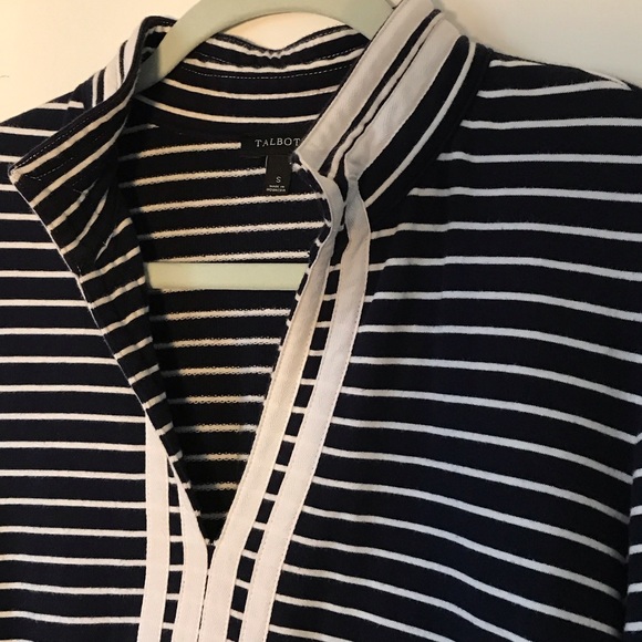 Talbots Navy and White Striped Tunic Top - Picture 4 of 7